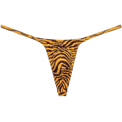 Men Tiger Stripe Micro Thong Underwear Posing T-back Slim Pouch G-string Tangas Brazilian Bikini Underpants