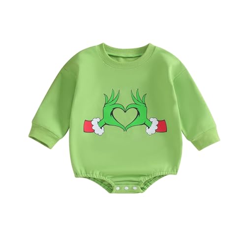 Image of Dcohmch Baby Boy Girl Christmas Outfit Long Sleeve Romper Shirt Crew Neck Bodysuit Newborn Fall Winter Clothes