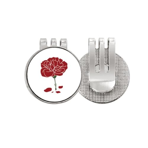 Marcador magnético para pelotas de golf con diseño de clavel rojo