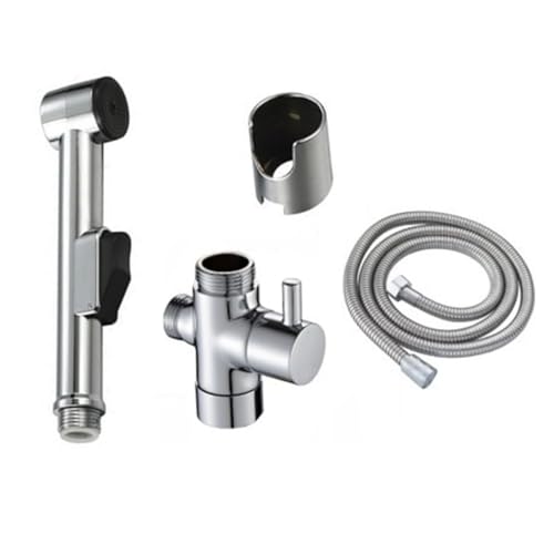 Alrens 3 pcs Waschbeckenhandbrause, inkl. Brauseschlauch 150cm, Adapter mit Umstellfunktion und Wandhalterung, Bidet Handbrause für Toilette, Bidet Brause