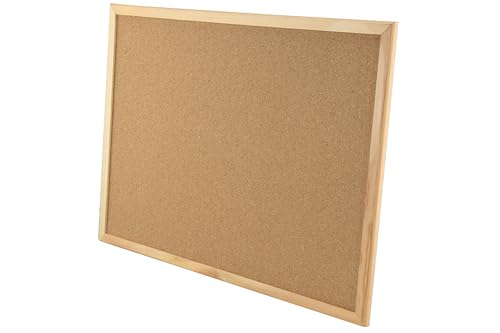 APOLLO The HOUSEWARES Brand Cork Memo Board Small, Bulletin Notice, Lightweight Pine Frame, Size: 40x30x1.8cm, Natural