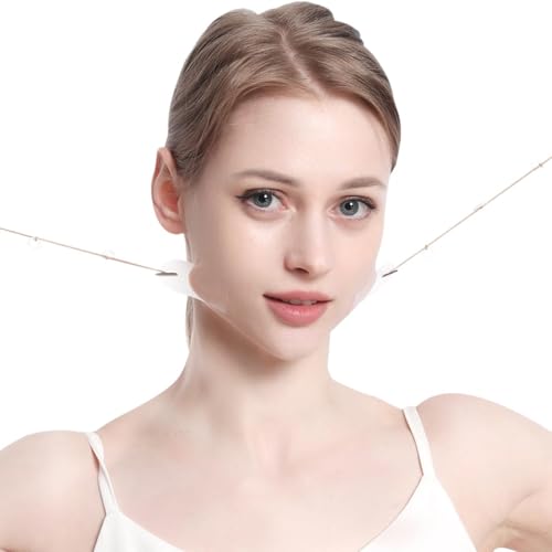 Thyrhntr Fita facial invisível, 80 peças de fita facial japonesa para rugas, fitas faciais e pescoço
