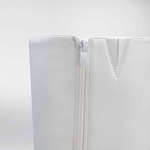 DREAM PAIRS Women's Knee High Boots Chunky Platform Heel Round Toe Boots for Women Side Zipper Stylish Comfortable Tall Boots,Size 7,White,DWUMKB2516