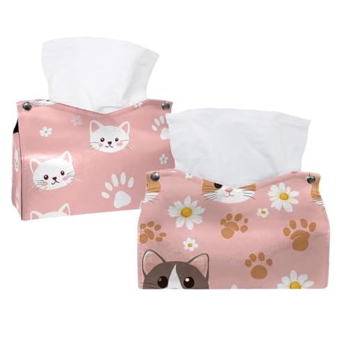 Boîte mouchoirs chaton avec large fente d'extraction - Lot de 2 boîtes de table