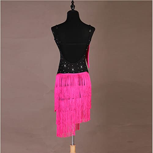 Vestido De Dança Latina Feminino, Suspensórios Sensuais Sem Costas Sem Mangas Com Borla Strass Compe