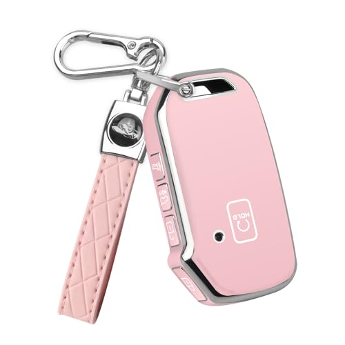 QBUC for Kia Key Fob Cover with Keychain Car Key Case Shell Protection Fit for Kia K5 Forte Sportage Soul Seltos Telluride Sorento