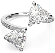 Swarovski Attract Soul Double Heart Ring Collection, Rhodium Fini...
