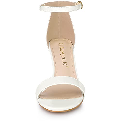 Allegra K Allegra K Women's Ankle Strap Heeled Open Toe Stiletto White Heels Sandals 6 M US