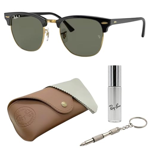Image of Ray-Ban RB3016F CLUBMASTER CLASSIC LOW BRIDGE FIT Square Shape Sunglasses for Men & Women with Official RayBan Eyewear Kit