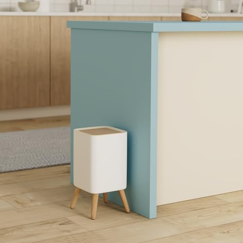 Caneca de basura para baño con tapa 2.6 galones blanca miniatura 2