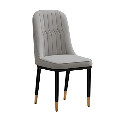 SJIALEN 1 Pcs Dining Chairs, Modern PU Water Proof Leather High Back Soft Seat Side Chairs with Metal Legs Living Room Chairs Kitchen Chair (Color : Grey)