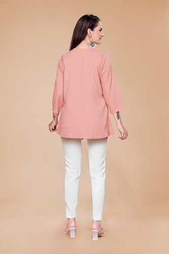 Image of Women's Casual Floral Printed Shirt | Button-Down Collar Three-Quarter Sleeve Top | Stylish Trendy Printed Shirt for Women | Relaxed Fit Cotton Shirts | Western Style Tops