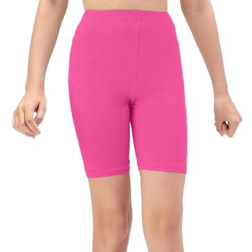NetSetUK Girls Kids Cycling Shorts Plain Strechy Sports Dance School P.E Gym Summer Girls' Shorts Pants for Activewear Neon Pink