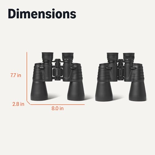 Image of Amazon Basics 7x50 High Power Binoculars for Adults, Wide Field of View, FMC Optics, Tripod Compatible, BAK-4 Prism, Rubber Armor, Black
