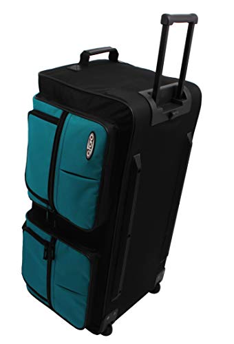 Ciao Duffel Bag Collection - Large 30 Inch Drop Bottom Luggage - Lightweight Weekender Overnight Business Sport Travel Suitcase with 2-Rolling Spinner Wheels (Teal Blue)