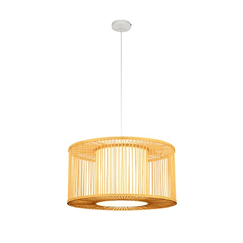 Lampe tissée en bambou et osier de 50cm, suspension de plafond réglable