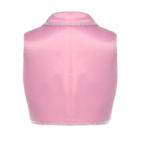 Choomomo Kids Girls Rhinestone Bolero Sparkly Sleeveless Cropped Blazer Vest Embroidery Dress Waistcoat2