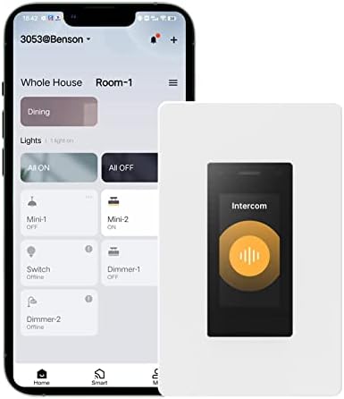 ORVIBO Smart Touchscreen Dimmer Switch, 2.4GHz WiFi Dimmer Switch with Home Talk, Works with Amazon Alexa and Google Home, Single Pole and Neutral Wire Required