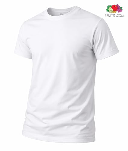 Image of Fruit of the Loom Men's Crew Tee Undershirts, Moisture Wicking & Tag Free - White - 3 Pack Large