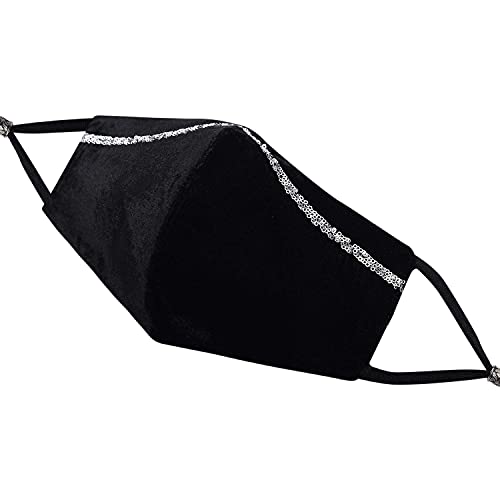 MASQ by Q-One 4 Layer Reusable, Washable Velvet Cloth Face Mask Combo for Women with Detachable Chain & Mask Bag (Multicolor)