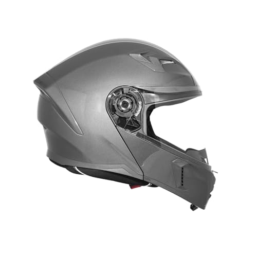 Image of Royal Enfield Mod Adroit MLG Modular Face helmet | Certification: ISI | Impact Protection: High-density EPS liner | Polycarbonate Visor | Micrometric lock | GRAY M