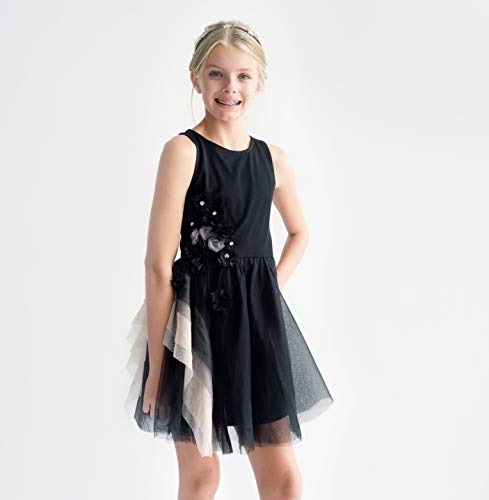 Smukke, Big Girls Tween Beautiful Special Occasion Mesh And Tulle Embellished Party Dance Dressy Dresses (Multiple Styles), 7-16 (Black, 10) #TOP6