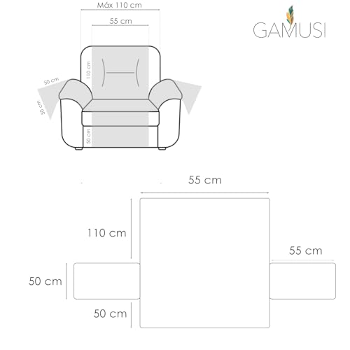 Funda sillon relax reclinable sofa 1 plaza orejero acolchada algodon 110cm 4