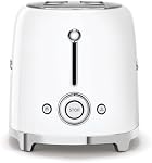 Smeg 50's Style Retro Aesthetic 4 Slice Toaster 6 Presets with 2 Extra Wide Slots, TSF02WHUS, White