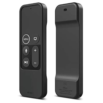 elago R1 Capa protetora de silicone compatível com Apple TV 4K Siri 4ª e 5ª geração Siri Controle remoto - [Tecnologia ímã] [Cordão incluído] [Absorção de choque] - Preto
