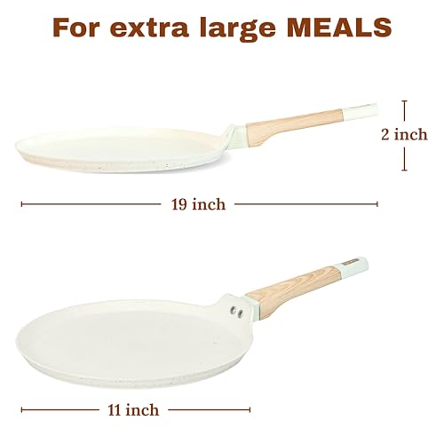 Image of Kreme Ceracook Ceramic Coated Granite Flat Tawa 28cm, ISI Certified Dosa Tawa, Forged Aluminium Body, Gas & Induction Compatible, Non Toxic Tawa PFAS & PTFE Free, 1 Year Warranty, Ivory