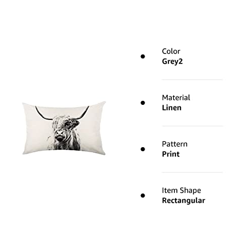 Ruke Highland Cow Throw Pillow Cover，12 X 20 Inch Linen Cushion Home Decoration Throw Pillow Covers For Sofa Car Bedroom (12 X 20 Inch) #TOP1