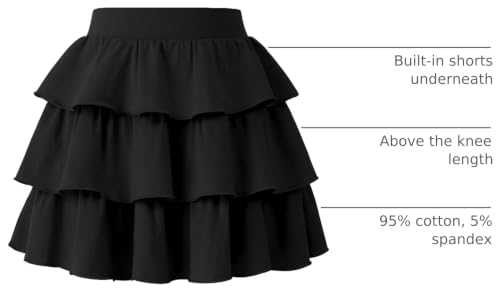 Image of KEREDA Girls Skirt Kids Casual 3-Layer Ruffle Skort School Uniform Skirts for Girls
