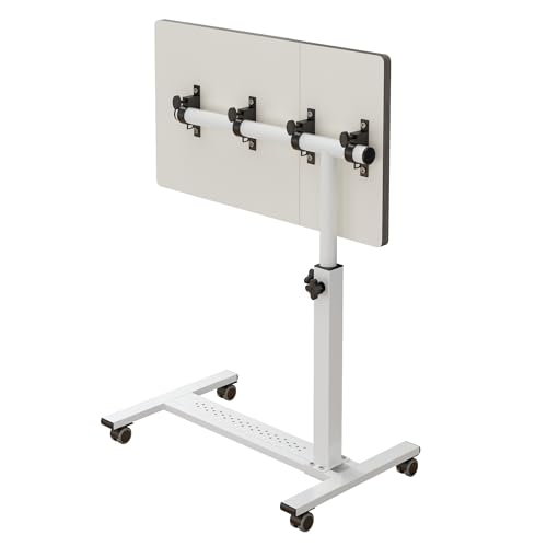 Tigerdad QQ-8B(WHITE) Over Bed Table With Wheels Adjustable | Rolling Laptop Table Overbed Desk Hospital Tray Table Sofa Chair Side Table thumb #3