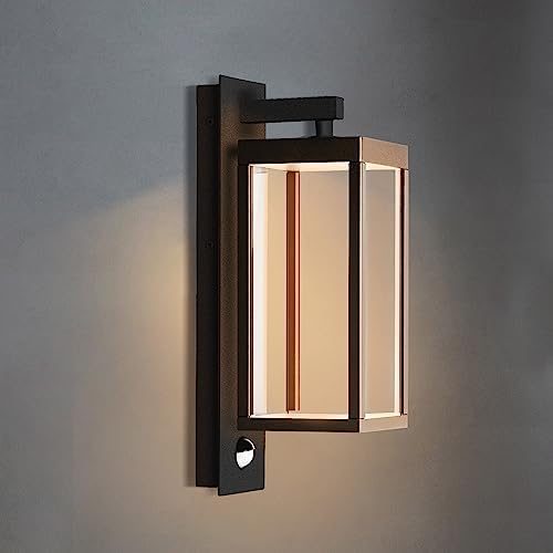 Inowel Motion Sensor Outdoor Wall Light LED Exterior Light Fixture IP54 Waterproof Sconce Porch Light Grey Modern Wall Mount Lamp Lantern for House Garage Patio Entryway 13W 750Lm 3000K