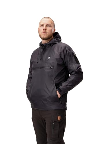 Veste d'hiver homme softshell noire avec cagoule intégrée doublée polaire