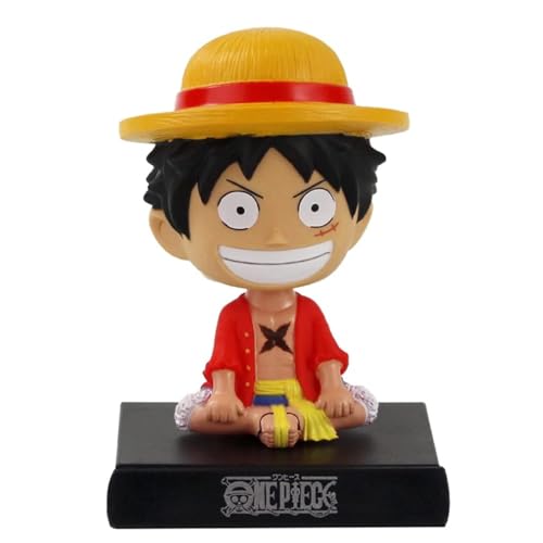 Image of Super Hero Action Figure Limited Edition Bobblehead with Mobile Holder for Car Dashboard, Office Desk & Study Table (Luffy One Piece)