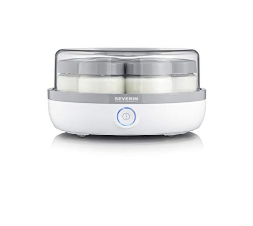 Severin Yogurtera con tapa transparente, incluye 7 tarros con tapa antiderrames de 150 ml cada uno, 13 W, 100 % libre de BPA, dimensiones 24 x 24 x 12.5 cm, Blanco/gris JG 3518 - imagen 3