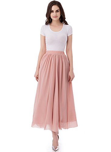 Emondora DR-W-SK08PEACOAKXXL Women'S Chiffon Long A-Line Retro Skirts Pleated Beach Maxi Skirt Peacoak Size Xxl thumb #1