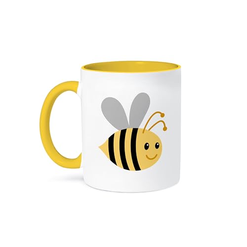 3dRose Cute cartoon bumble bee, Yellow Mug, 11 oz