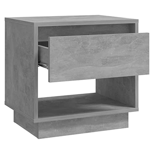 Table de chevet robuste gris béton structure stable en bois avec tiroir - 6