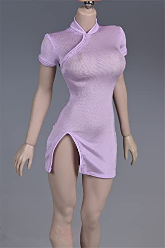 Cheongsam extensible violet 1/6 avec finitions pour figurine - 3