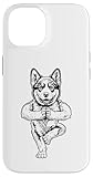 I cuccioli di cane portano armonia. Tranquillo cane Siberian Husky cucciolo di yoga meditando in yoga albero vrikshasana posa design.