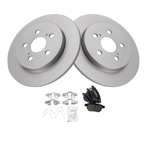 Image of TRQ Rear Brake Pad & Rotor Kit Ceramic Premium G-Coated Compatible with Lexus Pontiac Toyota