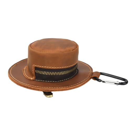 Cow Boy Hat Shaped Coin Purse Genuine Leather Zippered Change Organiser Miniature Keychain Wallet For Men Women Cowboy Hat Shaped Coin Purse3