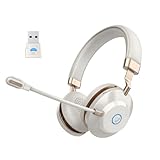 Obzzpom Bluetooth Headset, Wireless Headset with AI Noise Canceling Microphone & USB Dongle, 45 Hrs Working Time V5.3 Wireless Headphones with Mic Mute for Computer/Laptop/Call Center/Zoom