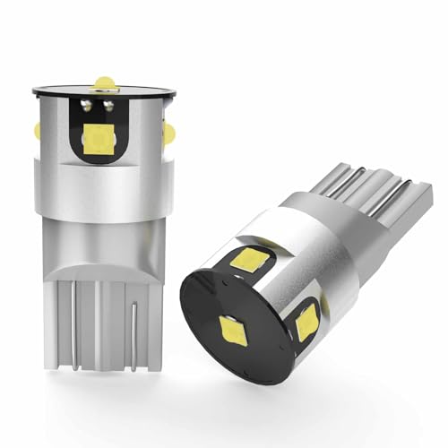 Siweex 194 168 LED Bulbs, 6000K White T10 W5W 5x2525 Chipsets, 12V-24V Wide Voltage Non-Polarity Canbus Ready for Car Truck Interior Map Dome Light, Aluminum Body (Pack of 2)