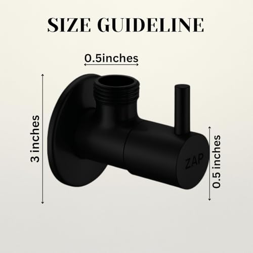 Image of ZAP Black Brass Angle Valve with Wall Flange - Pack of 1 | Solid Brass Bathroom Fitting for Tap, Geyser, Jet Spray and Hand Shower | Rust Resistant Water Control Valve