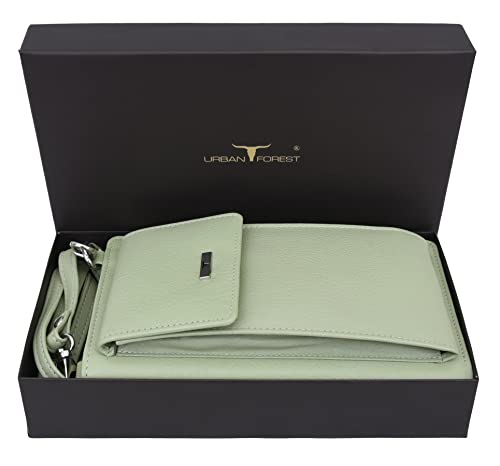 Image of URBAN FOREST Ruby Mint Green Leather Wallet for Women