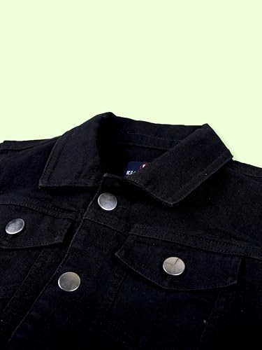 Image of KiddoPanti Boys Denim Jacket | Cotton Poly Blend with Spandex | Washed Denim, Full Sleeve | Button Closure & Front Flap Pockets | Collared Neck