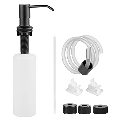 EFUTURETIME Küche Spüle Seifenspender, Spülmittelspender mit 1m Silikonschlauch, 500ml Plastikflasche, 4 Universalverschlüssen, 2 Schnappen, Seifenspender Einbau Küche Cover